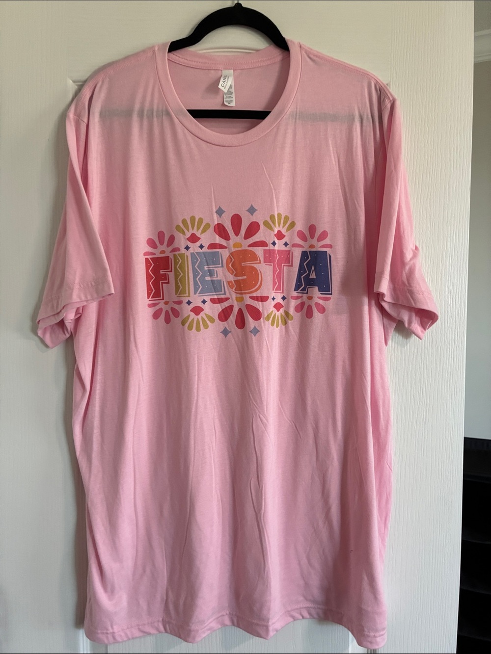 Bella Canvas Pink Tee with Colorful Fiesta Graphic
